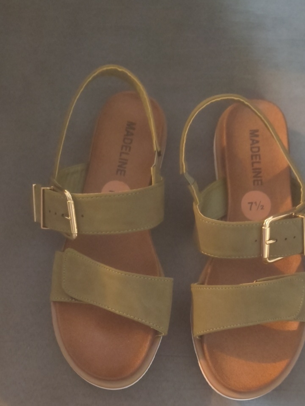 Madeline Olive Buckle Strap Slingback Sandals